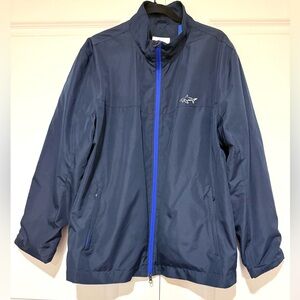 Greg Norman Collection Dark Navy and Blue vinyl jacket with zip pockets sz XL
